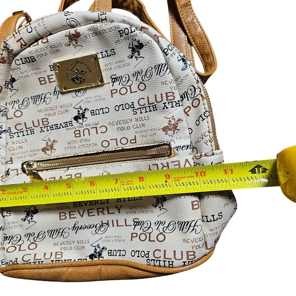 Beverly Hills Polo‎ Club Signature Logo Print Mini Backpack Leather Accents